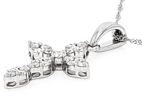 Pre-Owned Prazana® Lab-Grown Diamonds 0.75ctw White Diamond Rhodium Over Sterling Silver Cross Penda