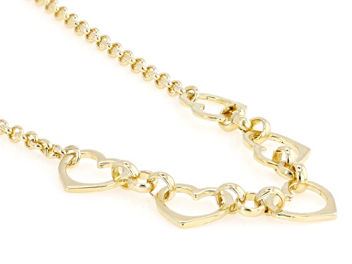 Pre-Owned 18k Yellow Gold Over Bronze Heart Station 18
