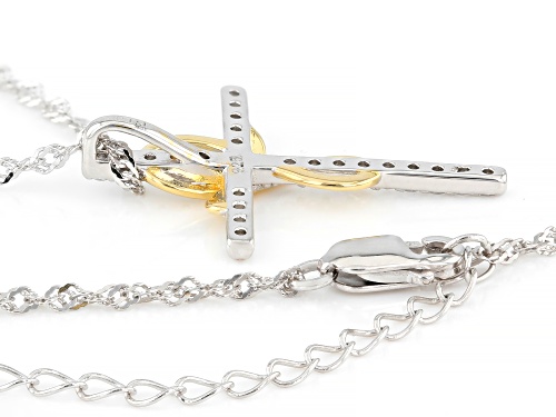 Pre-Owned Bella Luce® 0.64ctw Diamond Simulant Rhodium Over Sterling Silver and Eterno™ Yellow Cross