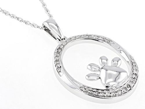 Pre-Owned 0.17ctw Round White Diamond Rhodium Over Sterling Silver Paw Print Pendant With Rope Chain