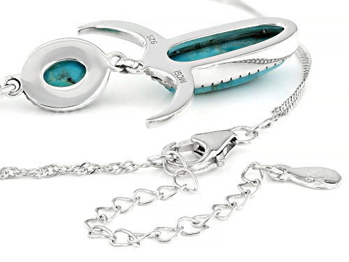 Pre-Owned Southwest Style by JTV™ Blue Turquoise Sterling Silver Bull Motif Pendant With 18