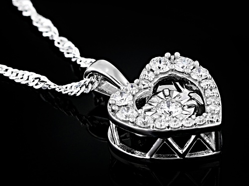 Pre-Owned Prazana® Lab-Grown Diamonds 0.40ctw White Dancing Diamond Rhodium Over Silver Pendant, H S