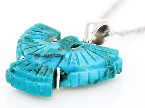 Pre-Owned Southwest Style by JTV™ Hand Carved Turquoise Eagle Pendant With Singapore Chain