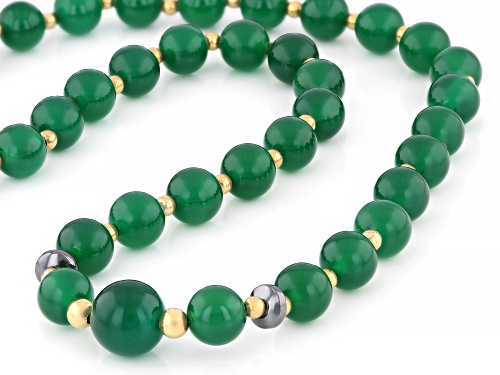 Pre-Owned 8-8.5mm Onyx with 6-7mm Hematine 18K Yellow Gold Over Sterling Silver Beaded Necklace - Size 18