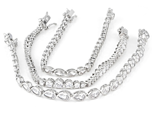 Pre-Owned Bella Luce® Ottone 35.12ctw White Diamond Simulant Rhodium Plated Bracelet Set of 3 - Size 7.25