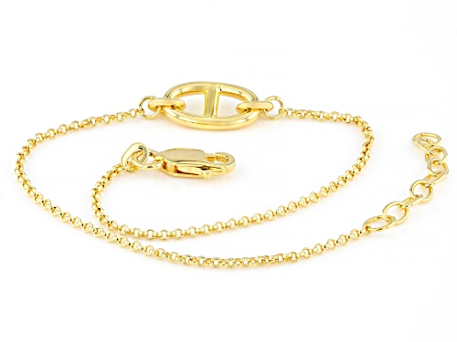 Pre-Owned 18k Yellow Gold Over Sterling Silver Mariner Link Station Bracelet - Size 7.25
