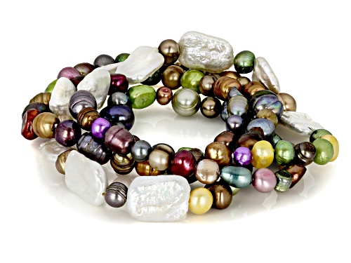 Pre-Owned 4-10mm Multi-Color Cultured Freshwater Pearl 36 Inch Endless Strand Necklace - Size 36
