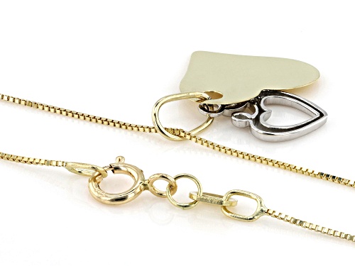 Pre-Owned 10k Yellow and Rhodium Over 10k White Gold Mother and Child Heart Pendant with Chain