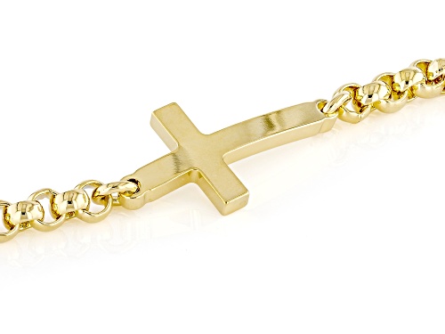 Pre-Owned Moda Al Massimo® 18k Yellow Gold Over Bronze 6mm Cross Bracelet. Made in Italy. - Size 8