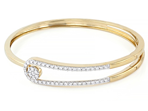 Pre-Owned Prazana® Lab-Grown Diamonds 1.00ctw Round White Diamond 14K Gold Over Silver Bangle Bracel - Size 7