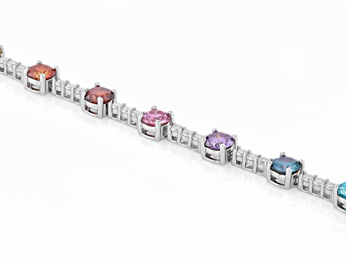 Pre-Owned MOISSANITE FIRE® MULITI COLOR 8.76CTW DEW ROUND BRILLIANT PLATINEVE® TENNIS BRACELET - Size 8