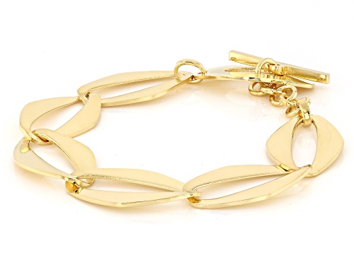 Pre-Owned Moda Al Massimo® 18k Yellow Gold Over Bronze Elongated Curb Bracelet. Made in Italy. - Size 8