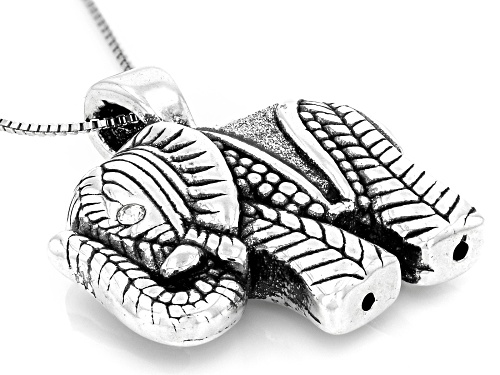 Pre-Owned Oxidized Sterling Silver Glitter Elephant Pendant With 18 Inch Box Chain