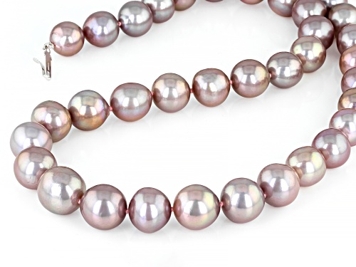 Pre-Owned 9-12mm Pink Cultured Kasumiga Pearl Rhodium Over Sterling Silver 20 Inch Necklace - Size 20