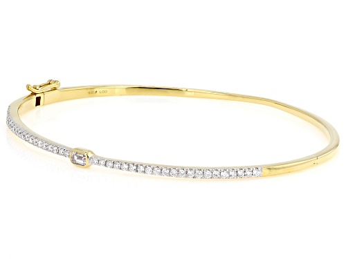 Pre-Owned Prazana® Lab-Grown Diamonds 0.60ctw Emerald Cut and Round Diamond 14K Gold Over Silver Ban - Size 7.5