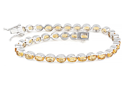 Pre-Owned 6.75ctw Citrine Rhodium Over Sterling Silver Bracelet - Size 6.75