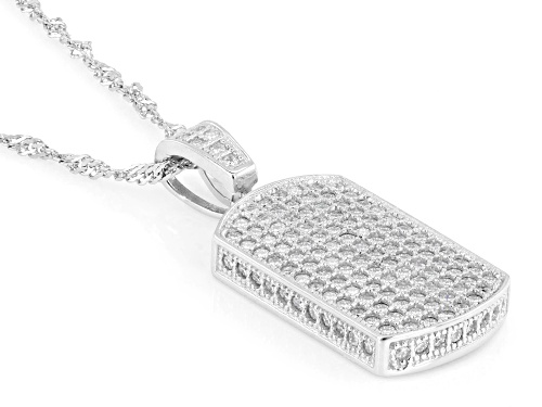 Pre-Owned MOISSANITE FIRE® 1.48CTW DEW ROUND BRILLIANT PLATINEVE® DOG TAG PENDANT AND CHAIN