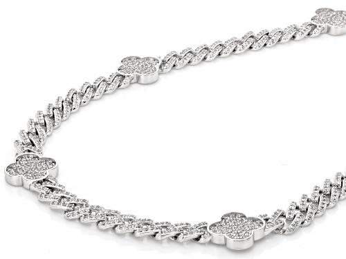 Pre-Owned Bella Luce® Ottone 10.76ctw White Diamond Simulant Rhodium Plated Monaco Link Clover Neckl - Size 18
