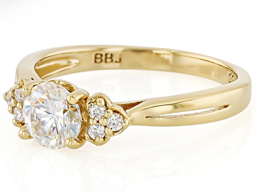 Pre-Owned 1.10ct Strontium Titanate With 0.05ctw Moissanite 18k Yellow Gold Over Sterling Silver Rin - Size 10