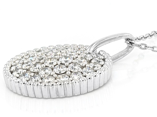 Pre-Owned Prazana® Lab-Grown Diamonds 1.55ctw Round Diamond Rhodium Over Silver Circle Pendant/Chain
