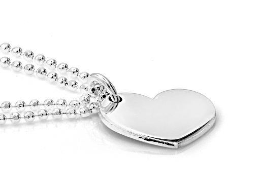 Pre-Owned Sterling Silver Heart Pendant with 2-Strand Bead Chain