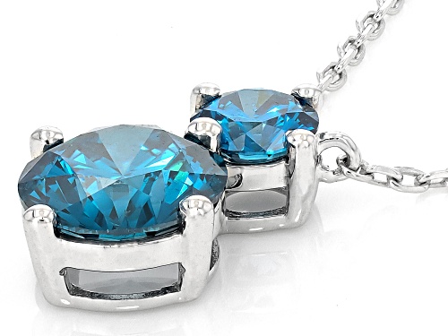 Pre-Owned Prazana® Lab-Grown Diamonds 1.90ctw Round Blue Diamond Rhodium Over Sterling Silver Statio - Size 18