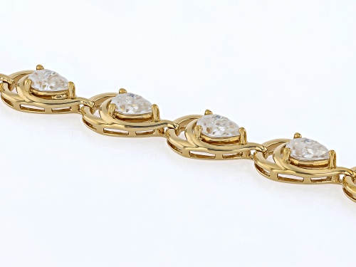 Pre-Owned MOISSANITE FIRE® 6.02TW DEW PEAR SHAPE 14K YELLOW GOLD OVER SILVER TENNIS BRACELET - Size 7.25