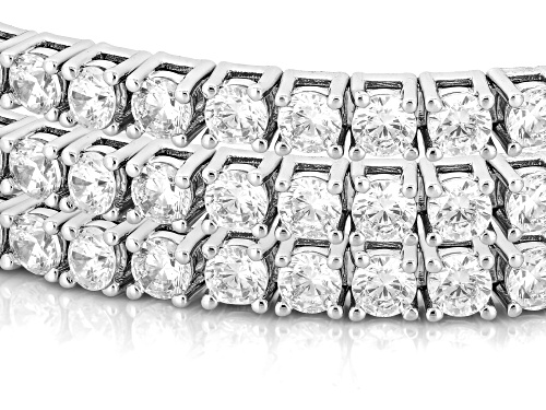 Pre-Owned Bella Luce® Ottone 27.69ctw White Diamond Simulant Rhodium Over Brass Flex Bangle Set of 3 - Size 7