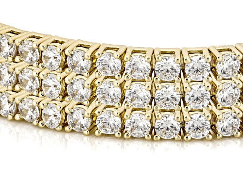 Pre-Owned Bella Luce® Ottone 27.69ctw White Diamond Simulant 18k Yellow Gold Over Brass Flex Bangle - Size 7