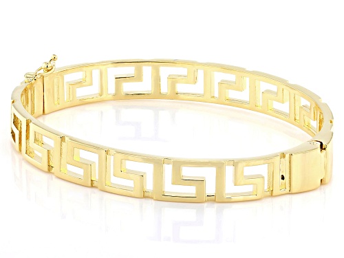 Pre-Owned Moda Al Massimo® 18K Yellow Gold Over Bronze Polished Open Greek Key Bangle Bracelet - Size 7