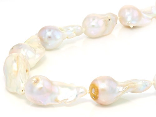 Pre-Owned Genusis™ 13-16mm White Cultured Freshwater Pearl Rhodium Over Sterling Silver 20 Inch Neck - Size 20