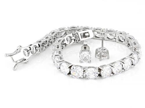 Pre-Owned Bella Luce® 37.44ctw White Diamond Simulant Rhodium Over Brass Jewelry Set
