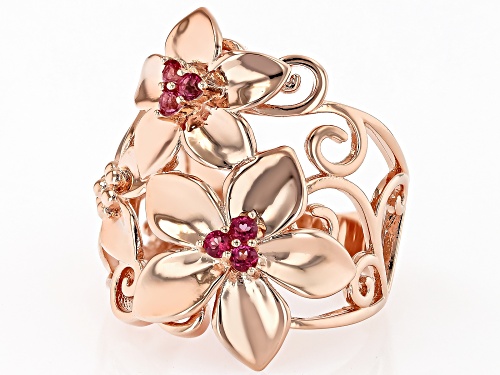 Pre-Owned Timna Jewelry Collection™ 0.25ctw Pink Topaz Copper Floral Ring - Size 6