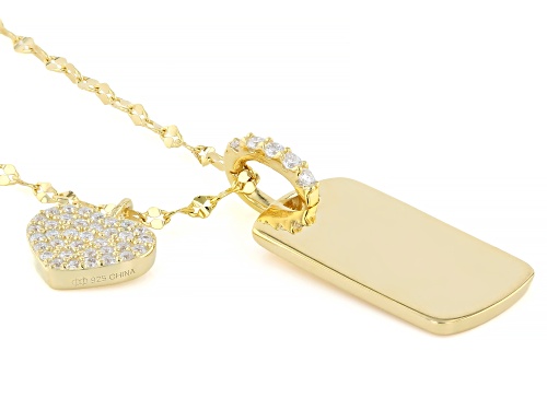 Pre-Owned MOISSANITE FIRE® 0.40CTW DEW ROUND BRILLIANT 14K YELLOW GOLD OVER SILVER PENDANT AND CHAIN