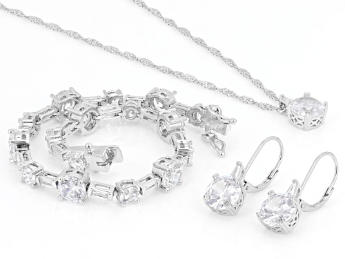 Pre-Owned Bella Luce® Ottone 27.38ctw Diamond Simulant Rhodium Plated Bracelet Pendant & Earrings Se