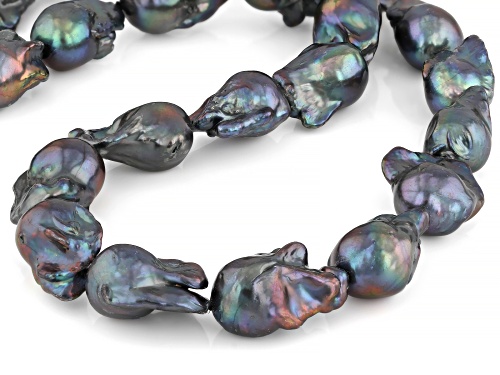 Pre-Owned Genusis™ 12-13mm Black Cultured Freshwater Pearl 14K Yelow Gold Over Silver 20 Inch Strand - Size 20