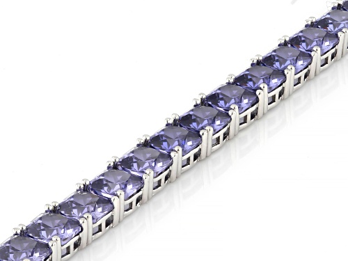 Pre-Owned Bella Luce® Esotica™ 28.35ctw Tanzanite Simulant Rhodium Plated Ottone Tennis Bracelet - Size 8