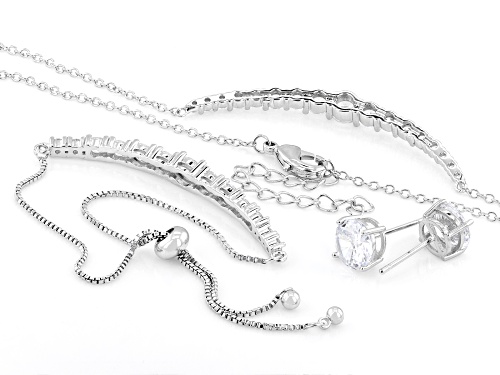 Pre-Owned Bella Luce® Ottone 12.81ctw White Diamond Simulant Rhodium Plated Necklace, Bracelet, and