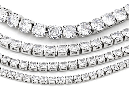 Pre-Owned Bella Luce® Ottone 59.97ctw White Diamond Simulant Rhodium Plated Bracelet Set of 4 - Size 8