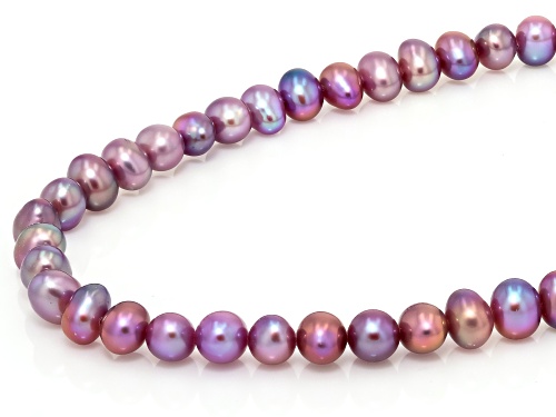 Pre-Owned 4mm Purple Cultured Fresh Water Pearl Rhodium Over Sterling Silver 18
