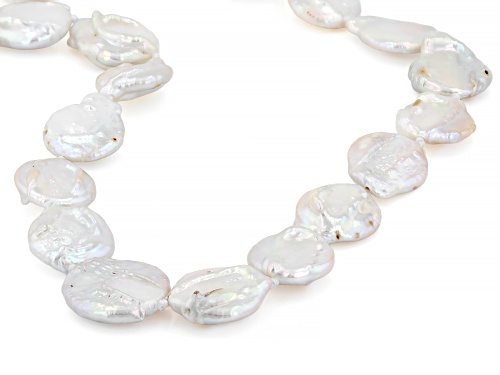 Pre-Owned 15mm White Cultured Freshwater Pearl Rhodium Over Sterling Silver 18