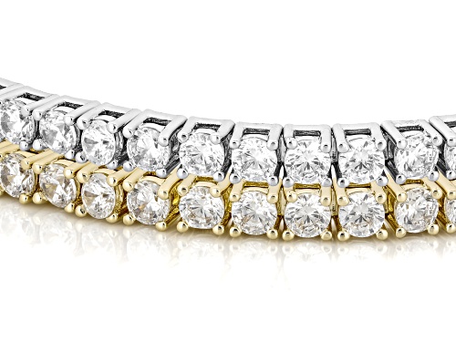 Pre-Owned Bella Luce® Ottone 18.46ctw Diamond Simulant Rhodium And 18k Yellow Gold Plated Flex Bangl - Size 7