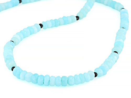 Pre-Owned 5-6mm Peruvian Opal With 2.5-3mm Black Spinel Rhodium Over Sterling Silver Necklace - Size 18