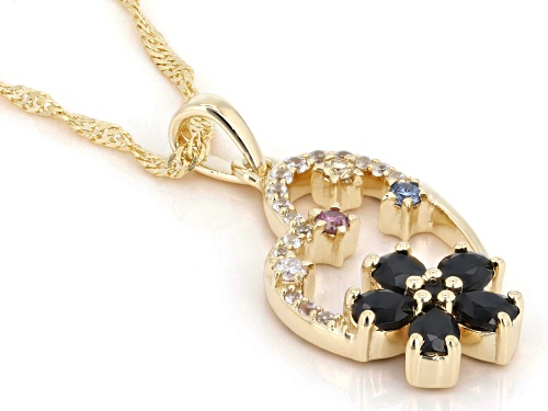Pre-Owned 1.24ctw Spinel with 0.24ctw Multi-Color Moissanite and Zircon 18K Yellow Gold Over Silver