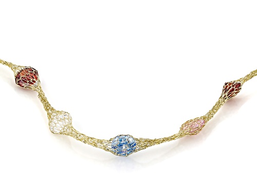 Pre-Owned Splendido Italian Jewelry™ 10k Gold Tuscan Crochet With 2.95ctw Multicolor Cubic Zirconia - Size 7.5