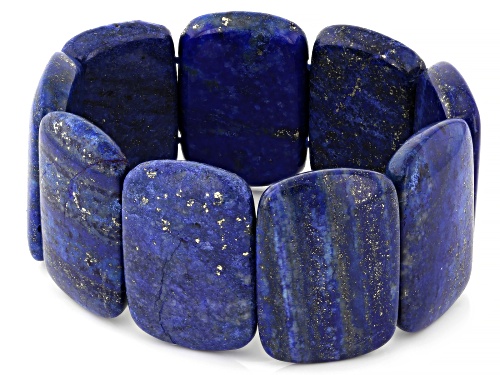 Pre-Owned 32x22-36x26mm Fancy Cut Blue Lapis lazuli Stretch Bracelet - Size 7