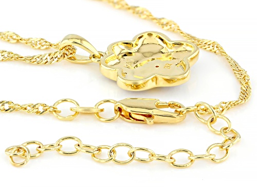 Pre-Owned Emulous™ Round White Diamond Accent 14k Yellow Gold Over Bronze Paw Print Pendant With 18