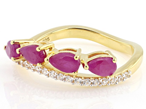 Pre-Owned 1.04ctw John Saul Ruby With 0.19ctw White Zircon 18k Yellow Gold Over Sterling Silver Ring - Size 10