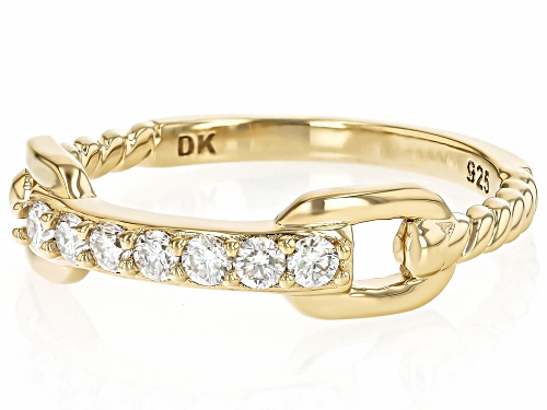 Pre-Owned MOISSANITE FIRE® 0.21CTW DEW ROUND 14K YELLOW GOLD OVER SILVER RING - Size 9