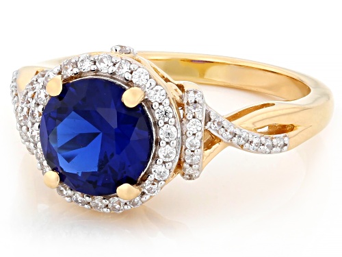 Pre-Owned Bella Luce® Esotica™ 3.55ctw Tanzanite And White Diamond Simulants Eterno™ Yellow Ring - Size 7